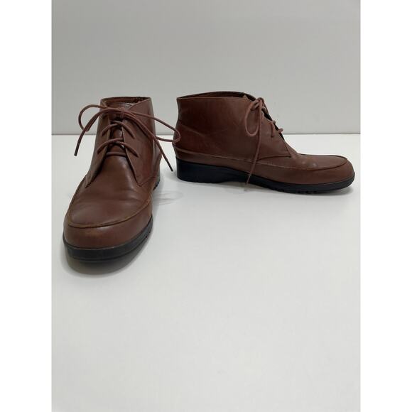 Life Stride Ankle Boots Brown Soft Leather Lace Up Round Toe Casual Women's 9M - Picture 3 of 11